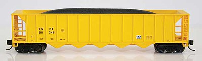 Fox Ortner 5-Bay Rapid Discharge Hopper with Coal Load - Ready to Run Kerr MecGee KMCX 80443 (yellow) - N-Scale