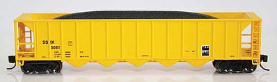 Fox Ortner 5-Bay Rapid Discharge Hopper with Coal Load - Ready to Run Itel Corporation SSIX 5088 (yellow) - N-Scale