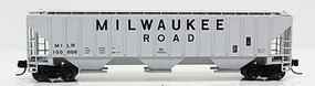 Fox 4740 Cu.Ft. 3-Bay Covered Hopper Ready to Run Milwaukee Road 100606 (gray, Billboard Lettering) N-Scale