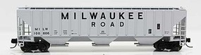 Fox 4740 Cu.Ft. 3-Bay Covered Hopper Ready to Run Milwaukee Road 100610 (gray, Billboard Lettering) N-Scale