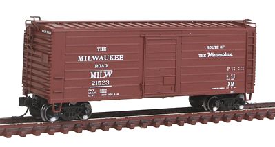 Fox Short-Rib 40 Rib-Side Boxcar Milwaukee Road #21523 N Scale Model Train Freight Car #90221