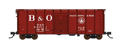 Fox B&O Class M-53 Wagontop Boxcar w/Youngstown Doors - Ready to Run Baltimore & Ohio #381711 (Boxcar Red, 13 States Logo w/o Lettering, Large B& - N-Scale