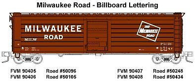 Fox 50 Single-Door Rib-Side Boxcar Milwaukee Road #50105 N Scale Model Train Freight Car #90406