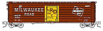 Fox 50 Single-Door Rib-Side Boxcar Milwaukee Road #2224 N Scale Model Train Freight Car #90418