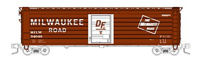 Fox 50 Single-Door Rib-Side Boxcar Milwaukee Road #54048 N Scale Model Train Freight Car #90421