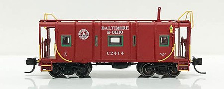 Fox B&O I-12 Wagontop Bay Window Caboose - Ready to Run Baltimore & Ohio C2441 (1945-55, red, white, 25 Logo) - N-Scale