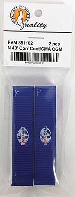 Fox 40 Corrugated Container 2-Pack - Assembled CMA (blue, white, red) - N-Scale