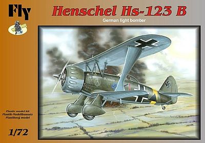 Fly-Models Henschel Hs123B German BiPlane Light Bomber Plastic Model Airplane Kit 1/72 Scale #72010