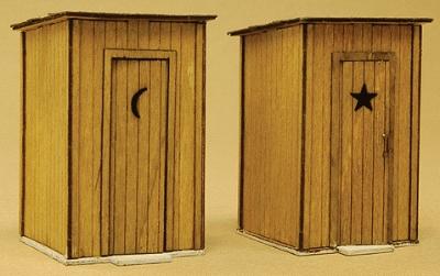 GCLaser Outhouse pkg(2) Kit (Laser-Cut Wood) 13/16 x 13/16 x 1-1/8 HO Scale Model #1145