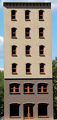 GCLaser 6-Story Arched Window Office Backdrop Kit HO Scale Model Building #190201