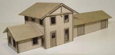 GCLaser Freight Depot w/Non-Trussed Walls Kit (Laser-Cut Wood) N Scale Model Building #3021