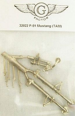 G-Factor P51 Mustang White Bronze Landing Gear for Tamiya Plastic Model Aircraft Parts 1/32 #32022