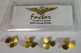 G-Factor HMS Hood Brass Propellers for Trumpeter (4) Plastic Model Ship Parts 1/350 Scale #35005