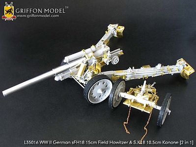 Griffon-Model sFH18 15cm Field Howitzer & sK18 10.5cm Kanone Plastic Model Artillery Detail 1/35 #l35016