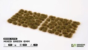 Games-Grass 6mm Mixed Green Wild Grass Tufts (70) (Self Adhesive)