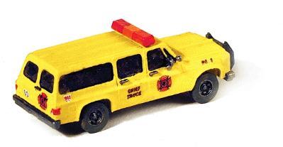 GHQ Chevy Suburban Fire Chiefs Truck (Unpainted Metal Kit) N Scale Model Railroad Vehicle #51014