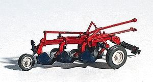 GHQ Red Little Gem 3-Bottom Plow (Unpainted Metal Kit) HO Scale Model Vehicle #60003