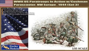 Gecko-Models WWII US Paratroops in Action (3) Plastic Model Military Figure Kit 1/35 Scale #350043