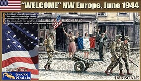 Gecko-Modles 1/35 Welcome NW Europe June 1944 US Paratroopers (3) & Civilians (3)