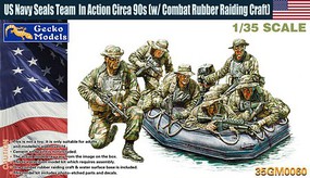 Gecko-Modles 1/35 US Navy Seals Team in Action 90s (6) w/Combat Rubber Raiding Craft (New Tool)
