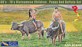 Gecko-Models 1/35 1960-70s Vietnamese Children (2), Puppy & Water Buffalos (2)