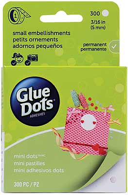 Glue-Dots Permanent Mini Glue Dots(R) Roll 3/16  .48cm Diameter pkg(300)