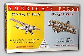 Glencoe Spirit of St. Louis and Wright Brothers Flyer Plastic Model Airplane Kit 1/100 #03102
