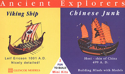 Glencoe 3-1/2 Viking & 1-1/2 Chinese Junk Ships Plastic Model Sailing Ship Kit 1/120 #03301
