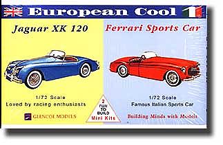 Glencoe EUROPEAN COOL CARS Plastic Model Car Vehicle Kit 1/72 Scale #03604