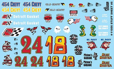 Gofer-Racing Stuff Sheet #5 - Chevy, Detroit Gasket, etc. Plastic Model Decal 1/24-1/25 Scale #11056