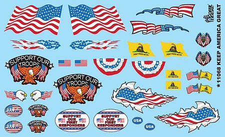 Gofer-Racing US Flags & Banners Plastic Model Vehicle Decal 1/24-1/25 Scale #11068