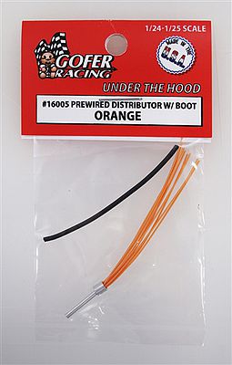 Gofer-Racing Wired Distributor with Boot (Orange) Plastic Model Vehicle Accessory 1/24-1/25 Scale #16005
