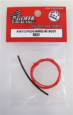 Gofer-Racing Plug Wires with Boot (Red) Plastic Model Vehicle Accessory 1/24-1/25 Scale #16112