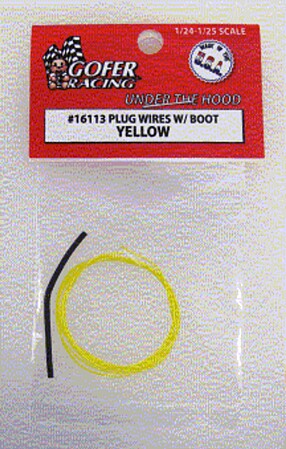 Gofer-Racing Plug Wires with Boot (Yellow) Plastic Model Vehicle Accessory 1/24-1/25 Scale #16113