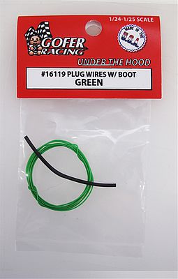 Gofer-Racing Plug Wires with Boot (Green) Plastic Model Vehicle Accessory 1/24-1/25 Scale #16119