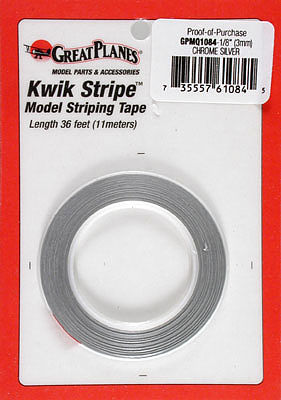Great-Planes Striping Tape Chrome Silver 1/8