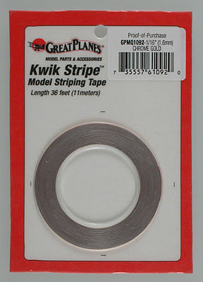 Great-Planes Striping Tape Chrome Gold 1/16