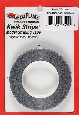 Great-Planes Striping Tape Black 1/4