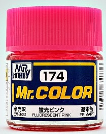 Gunze-Sangyo Solvent-Based Gloss Fluorescent Pink 10ml Bottle Hobby and Model Enamel Paint #174