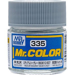Gunze-Sangyo Solvent-Based Semi-Gloss Medium Sea Gray BS381C/637 10ml Hobby and Model Enamel Paint #335