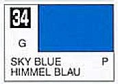 Gunze-Sangyo Solvent-Based Gloss Sky Blue 10ml Bottle Hobby and Model Enamel Paint #34