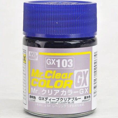 Gunze-Sangyo Clear Deep Blue Gloss 18ml Bottle Hobby and Model Lacquer Paint #gx103
