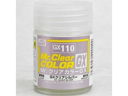 Gunze-Sangyo Clear Silver Gloss 18ml Bottle Hobby and Model Lacquer Paint #gx110