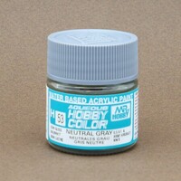 Gunze-Sangyo Aqueous Semi Gloss Neutral Gray 10ml Bottle Hobby and Plastic Model Acrylic Paint #h53