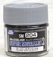 Gunze-Sangyo Super Metallic 2 Stainless Lacquer 10ml Bottle Hobby and Model Lacquer Paint #sm204