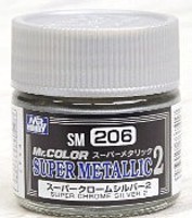 Gunze-Sangyo Super Metallic 2 Chrome Silver Lacquer 10ml Bottle Hobby and Model Lacquer Paint #sm206