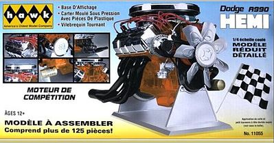 Hawk-Models Dodge A990 Hemi Engine (Painted Parts) Diecast Model Engine Kit 1/4 Scale #11055