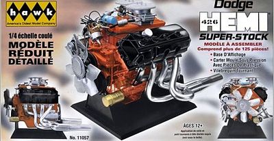 Hawk-Models Dodge 426 Super Stock Hemi Engine (Painted Parts) Diecast Model Engine Kit 1/4 Scale #11057