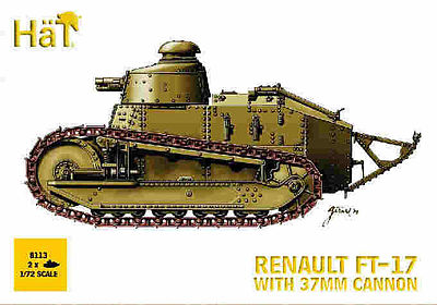 Hat WWI FT-17 Tank with Cannon Plastic Model Military Vehicle Kit 1/72 Scale #8113