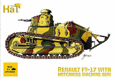 Hat WWI FT-14 with Hotchkiss Machine Gun Plastic Model Military Vehicle Kit 1/72 Scale #8114
